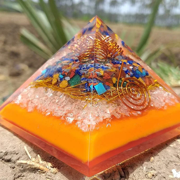 Chakra With Clear Crystal Orgone Pyramid