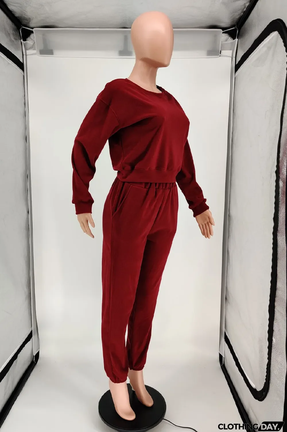 Blue Casual Solid Long Sleeve Two Pieces