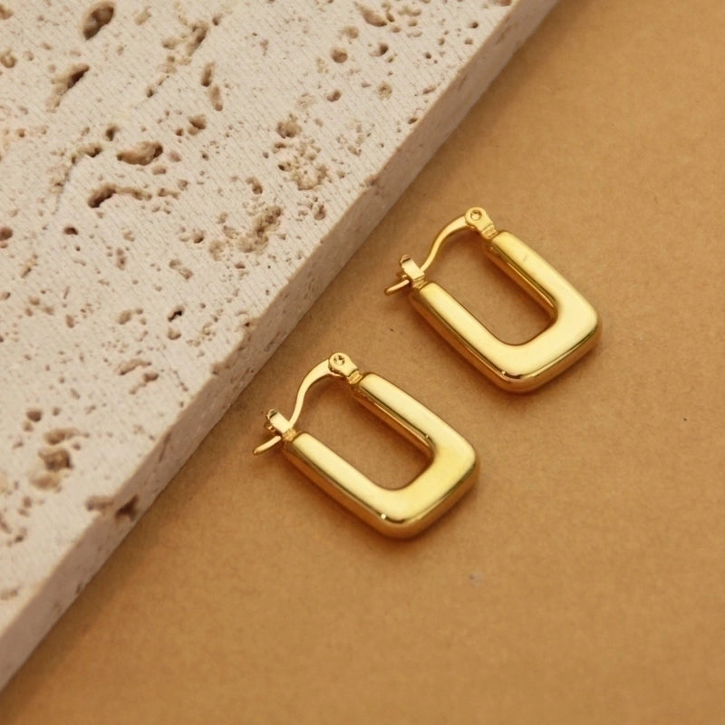 1 Pair Retro Minimalist C Shape U Shape Solid Color Plating Titanium Steel 18k Gold Plated Earrings