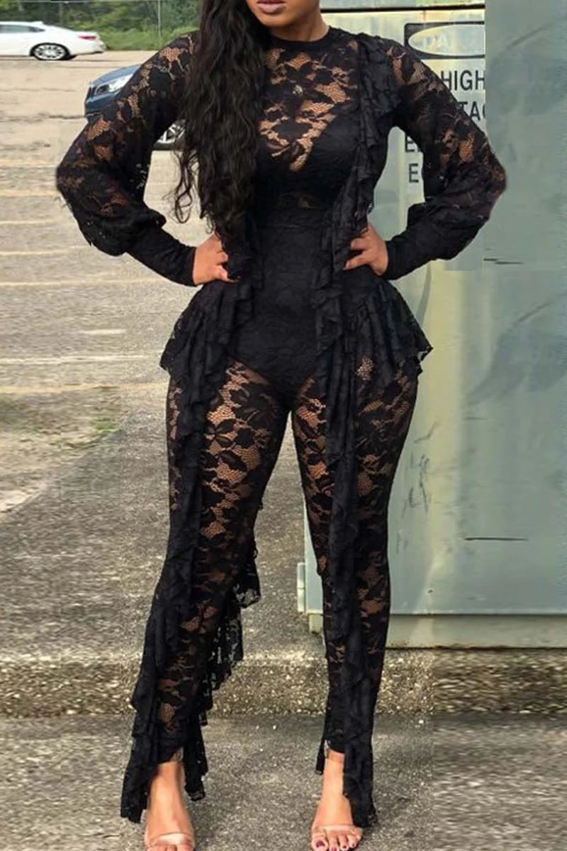 Fashion Sexy Solid O Neck Skinny Jumpsuits