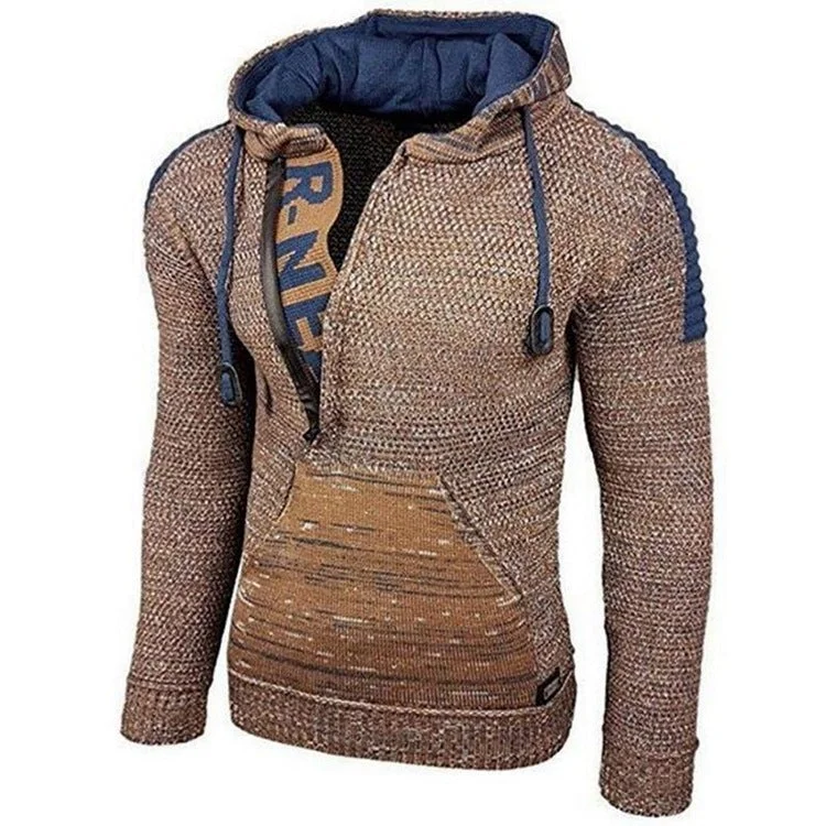 Men's Hooded Pullover Sweater Long Sleeve Knit Jacket