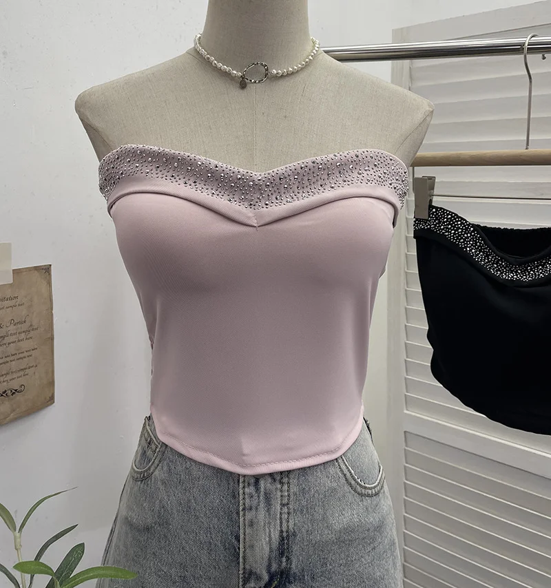 Uveng Design Sense Of Small Heavy Industry Drilled With Chest Pad Inside The Bottom Of The Coat Short Vest Woman 8029