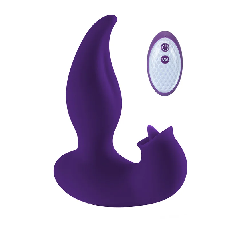 Remote Control Double Tongue Licking Wearable Anal Vibrator - Rose Toy