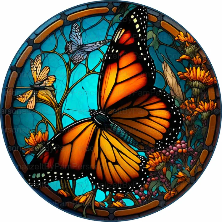 Butterfly Glass Painting 40*40CM(Canvas) Diamond Painting gbfke