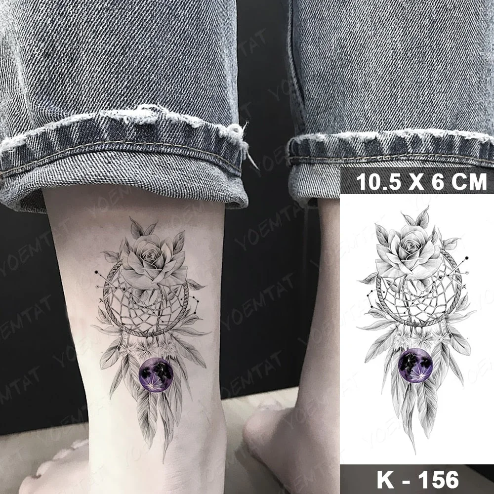 Waterproof Temporary Tattoo Sticker Realistic Black Waist Wrist Lily Flowers Flash Tatoo Fake Tatto For Body Art Women Men