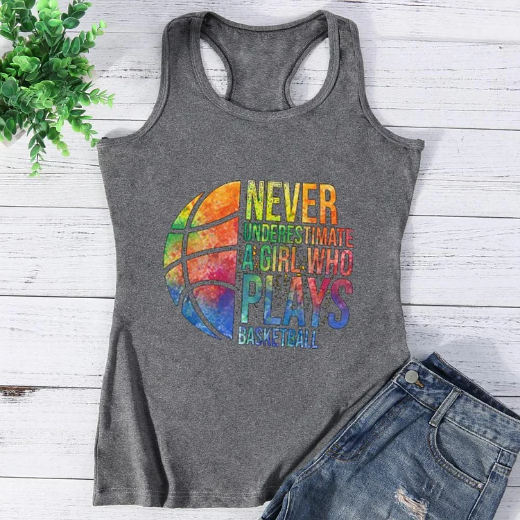 Never underestimate a Girl who plays Basketball Vest Top-Annaletters