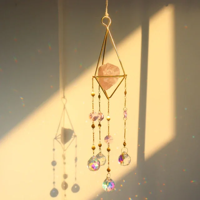 Amethyst & Rose quartz Crystal Suncatcher