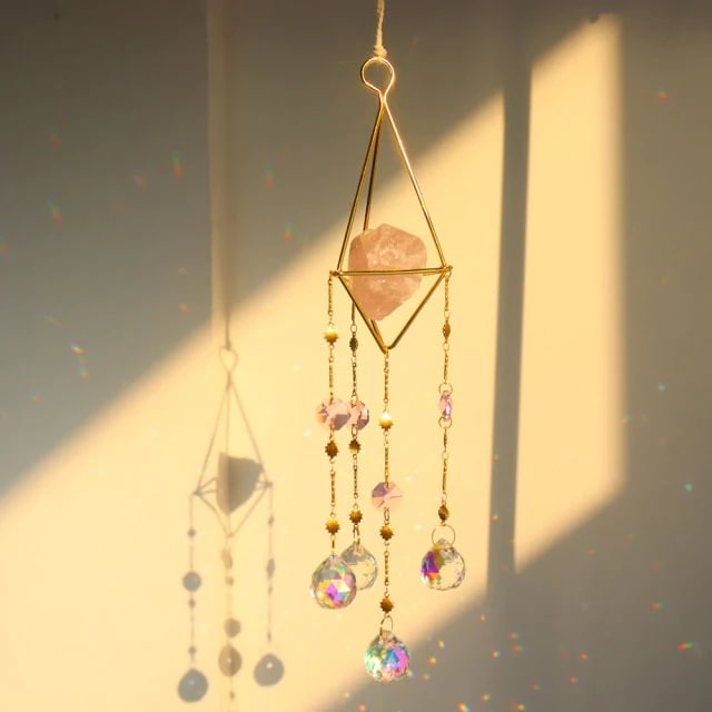 Amethyst & Rose quartz Crystal Suncatcher
