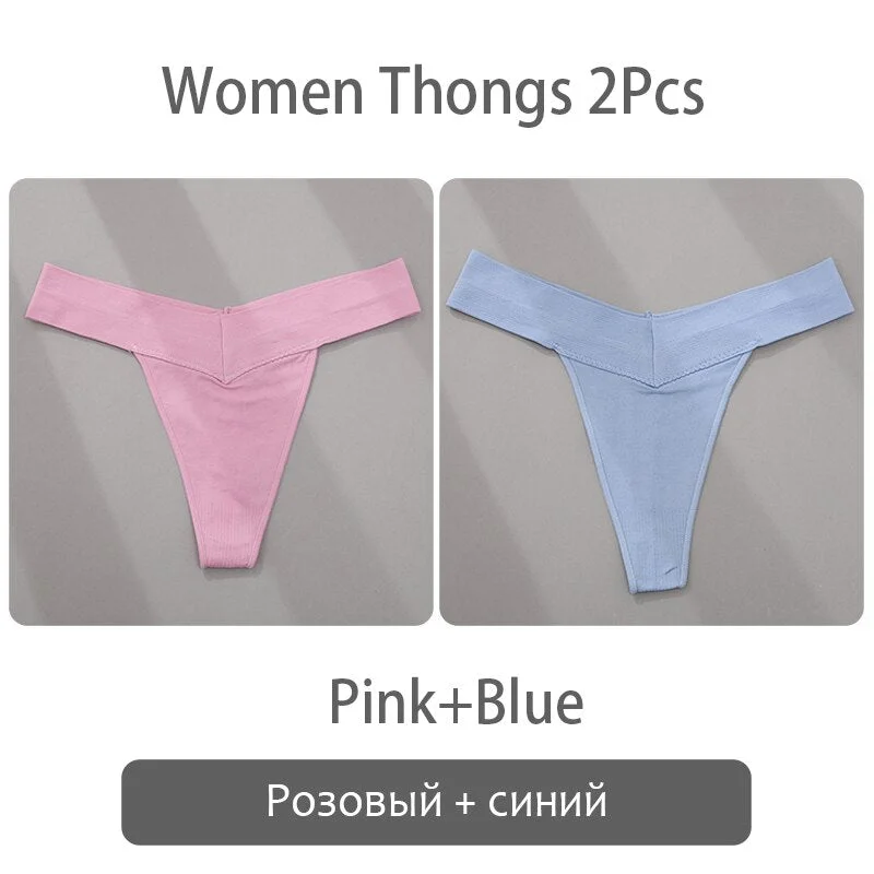 FINETOO S-2XL Women Thongs Sexy V Waist G-String Panties Plus Size T-back Underpants Ladies Thongs Underwear Female Lingerie New