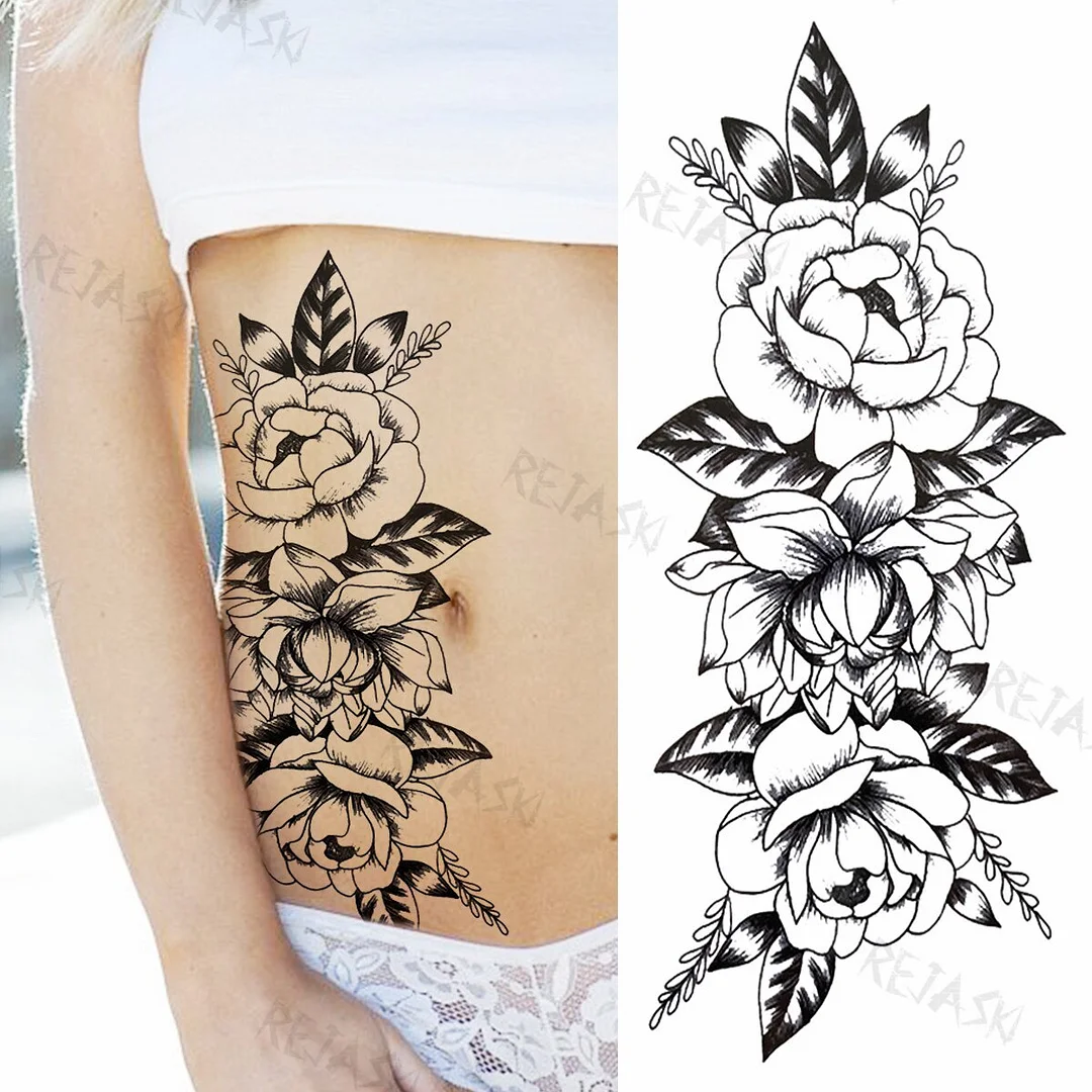 Sdrawing Big Lion Crown Temporary Tattoos For Men Women Tiger Flower Cross Skull Realistic Fake Tattoo Body Art Tatoo Sticker