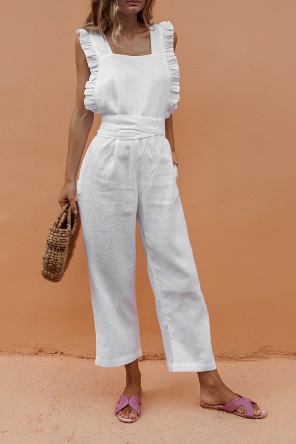 Marlee Bow Ruffled Backless Jumpsuit