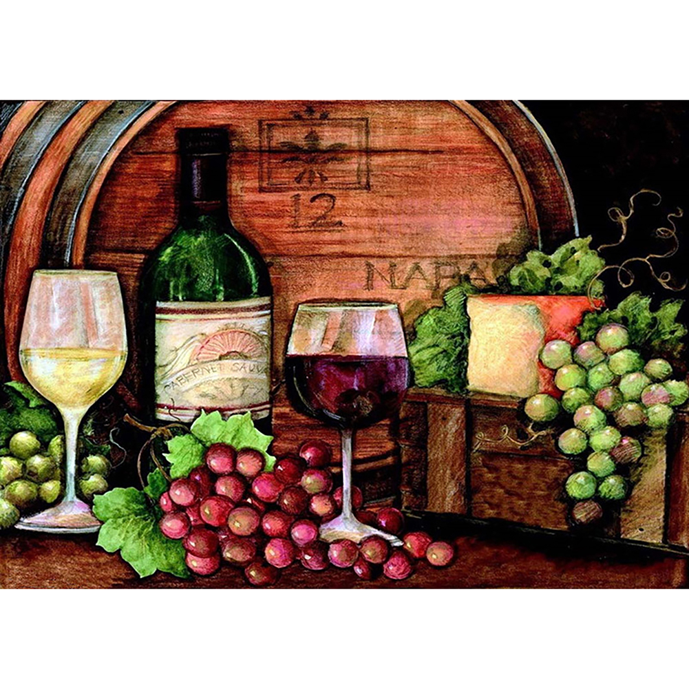 

40*30CM - Round Drill Diamond Painting - Wine Glass, 501 Original