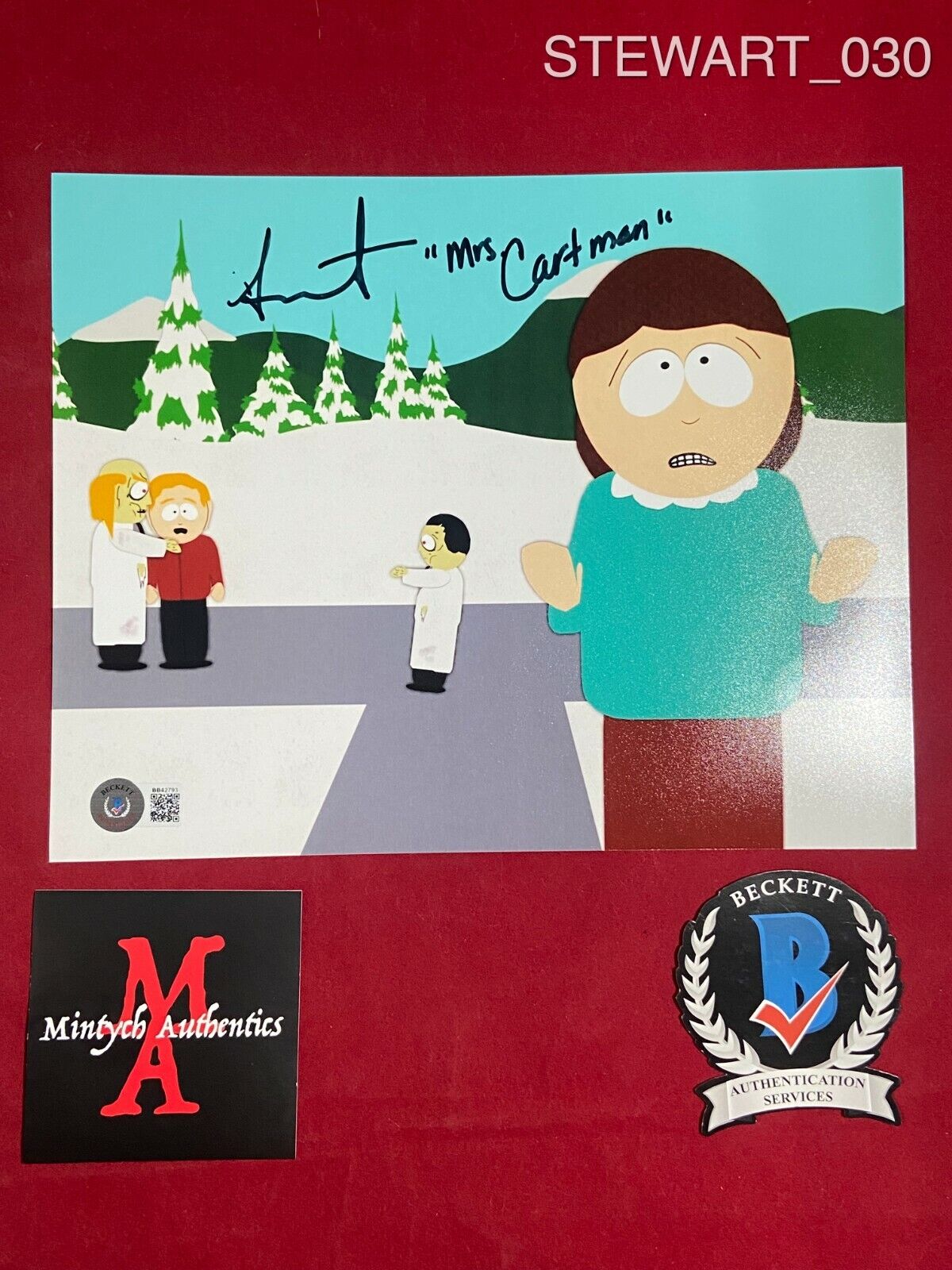 APRIL STEWART SIGNED 8x10 Photo Poster painting! SOUTH PARK! MRS CARTMAN! BECKETT COA!