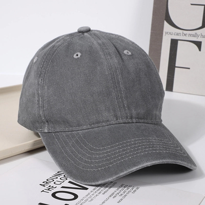 Korean-style Retro Distressed Washed Soft Cotton Baseball Cap Trendy Men’s And Women’s Street Light Plate Curved Eaves Hip-hop Duck Tongue Hat