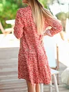 Rose Casual Floral V Neck Weaving Dress for Women