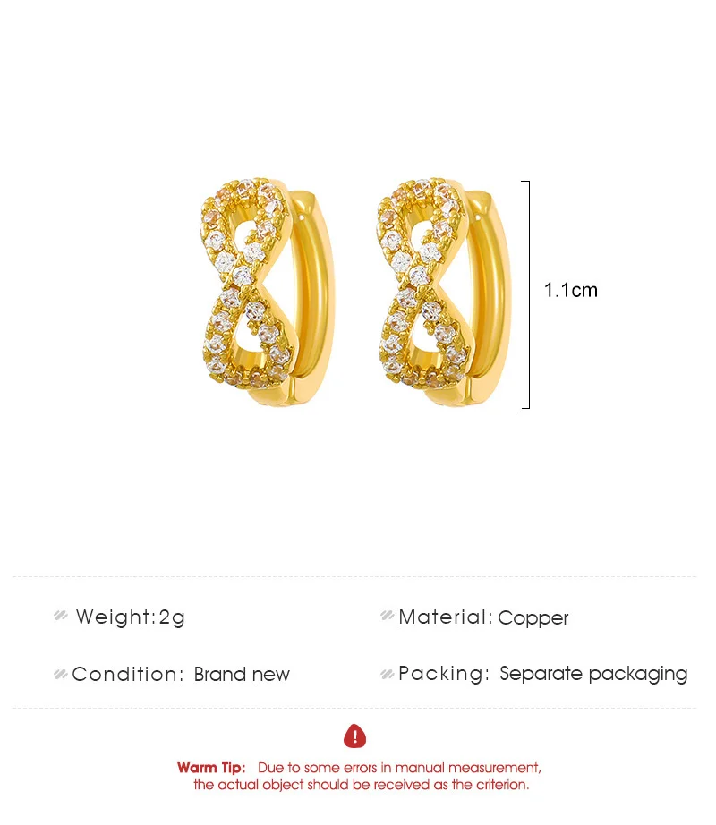 Infinity Symbol Number 8 Zirconia Earrings
