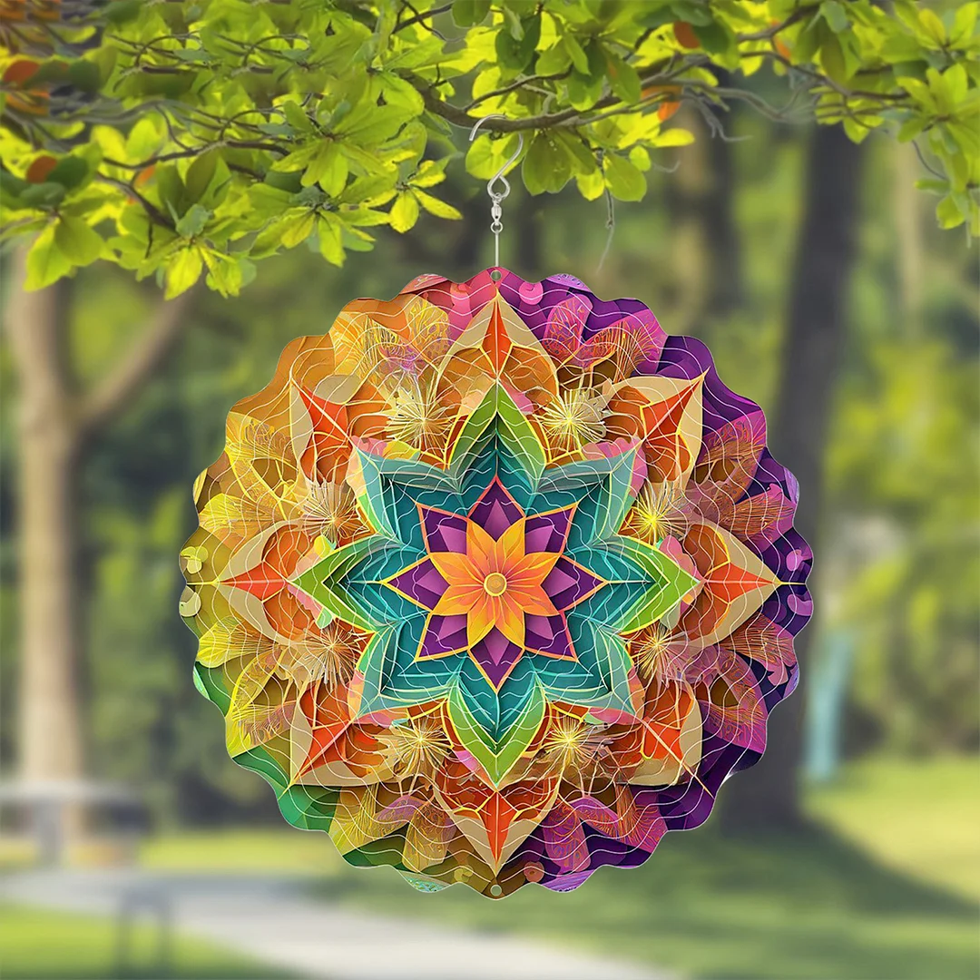 Mandalas Hanging Wind Spinner 360 Degree Rotating 3D Garden Wind Spinners 10-Inch Hanging Wind Catcher Art Gift for Home Garden Halloween Christmas (11)