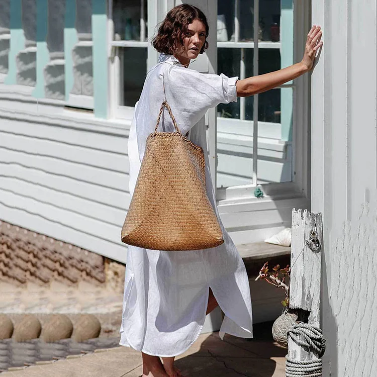 Casual Solid Color Shirt Beach Cover Up
