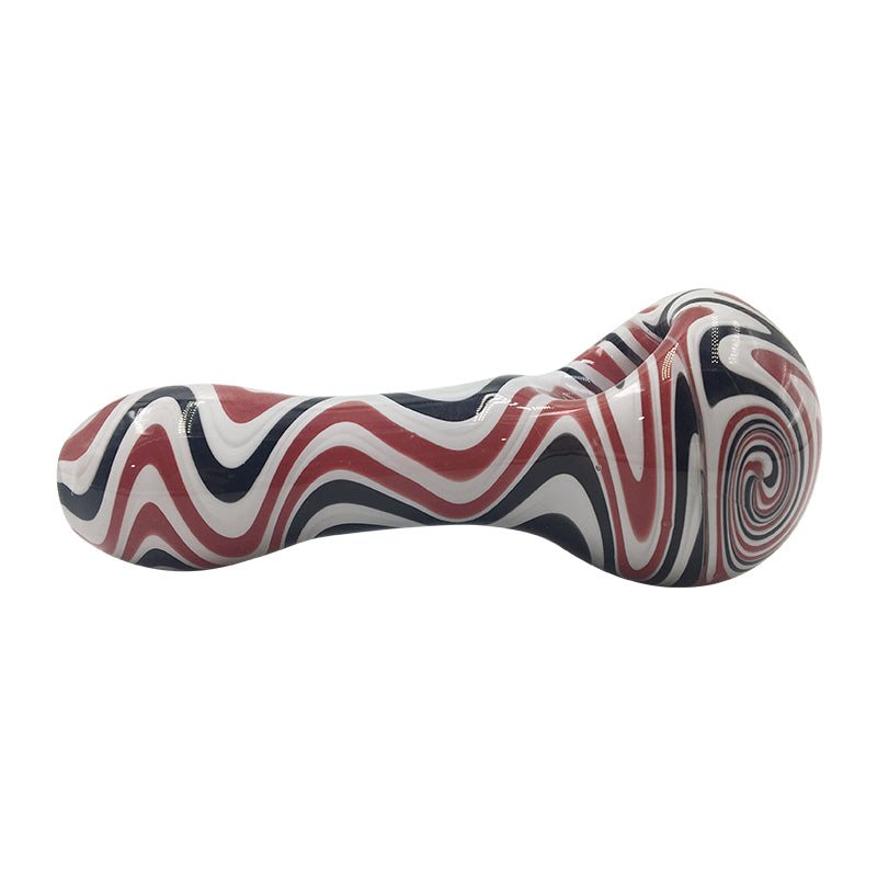 Red Black White 3 Colors Mixed Hybrid Lines Spoon Hand Pipe Glass