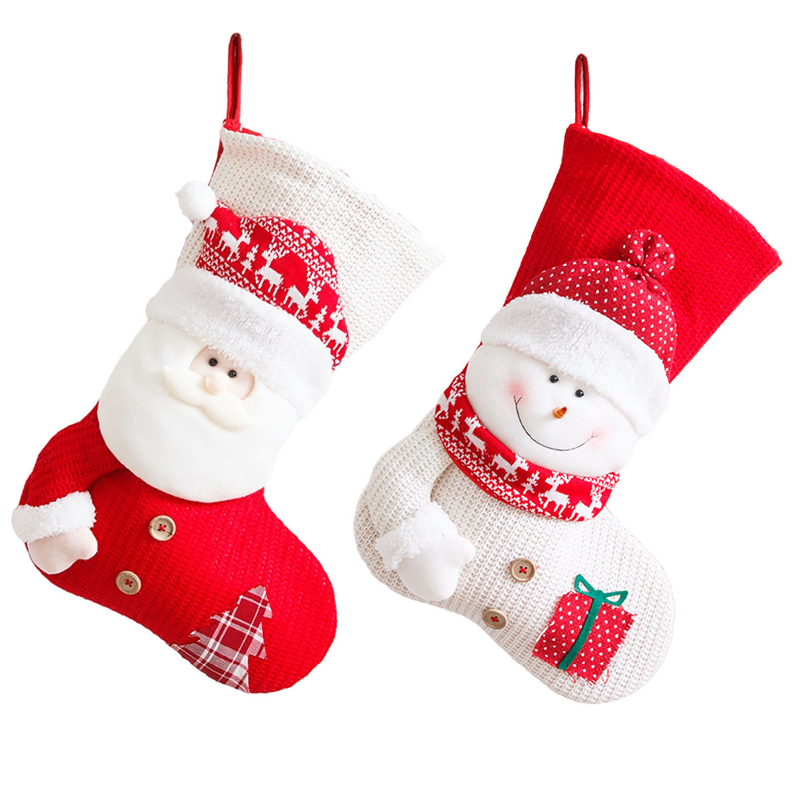 

Knit Christmas Stockings - 3D Santa Clause Xmas Snowman Stockings Ornament, 501 Original