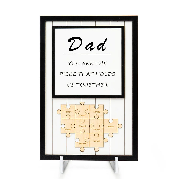 Dad Puzzle Sign Custom 9 Names Wooden Sign Family Gift for Dad