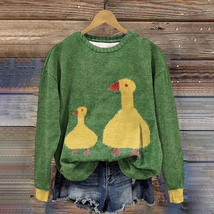 Comstylish Cute Ducks Print Casual Sweatshirt