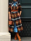 Fleece Lining Checkered Long Sleeves Coats