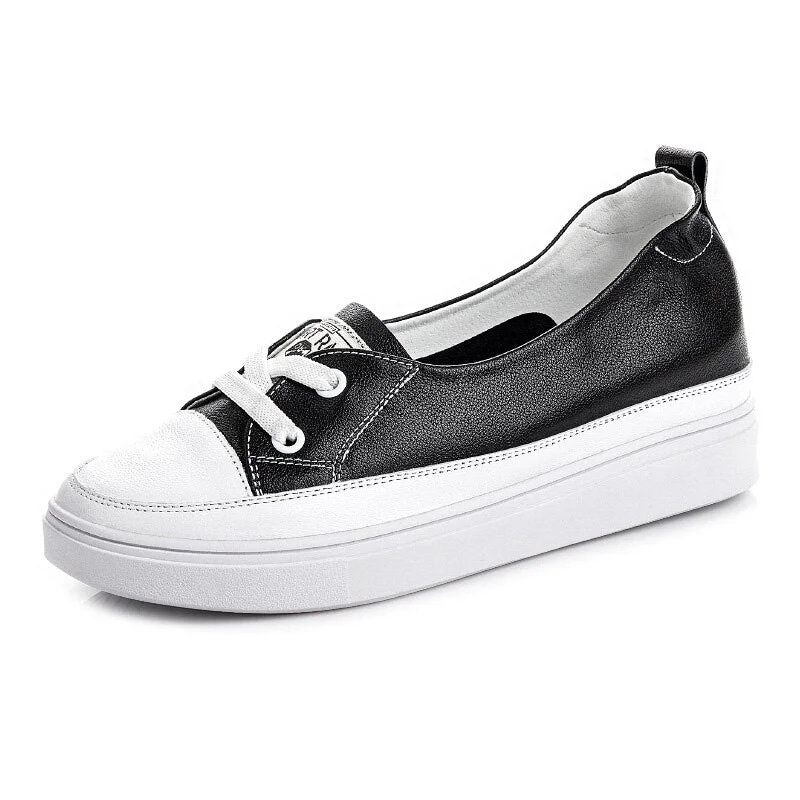 CXJYWMJL Genuine Leather Wedge Sneakers For Women Summer Little White Shoes Ladies Sports Vulcanized Shoes Platform Sneakers