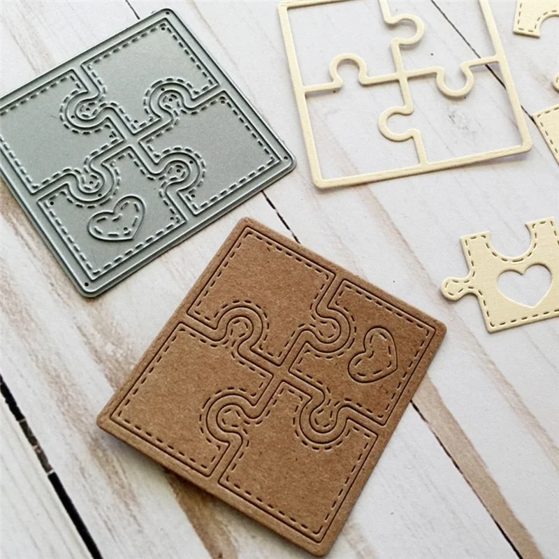 Metal Cutting Dies Scrapbooking for Card Making DIY Embossing Cuts New Craft Die Heart Puzzle Cover