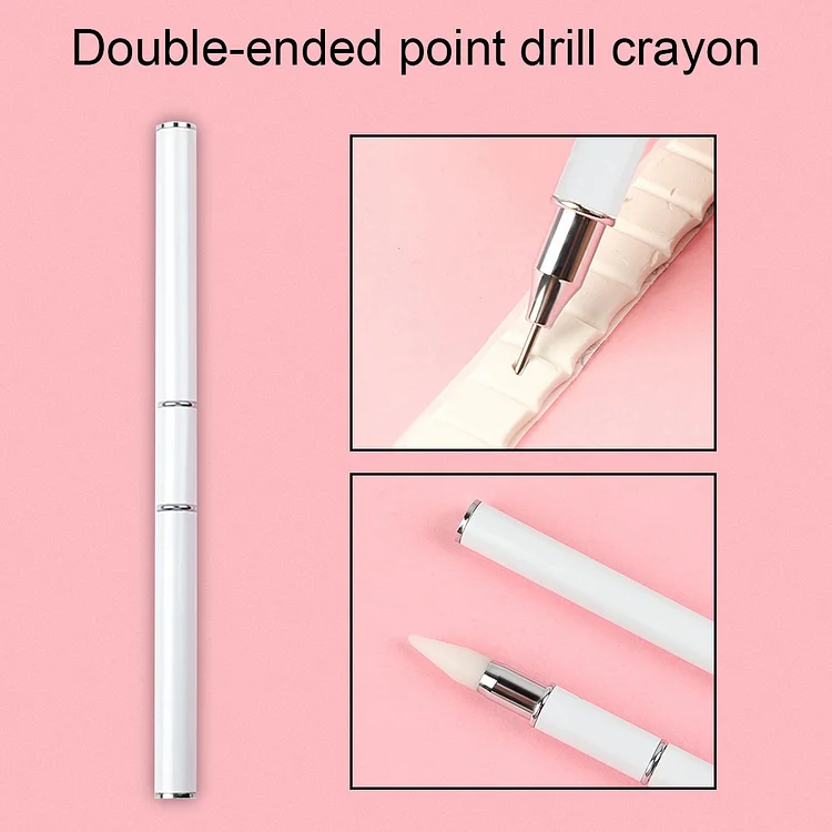 Dual Heads Gem Picking Point Drill Pen Diamond Painting Wax Pencil (White)