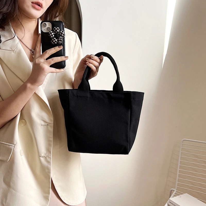 Vintage Canvas Handbag Mini Small Bag Large Capacity Letter Printed Canvas Bag Going Out Lunch Bag For Women