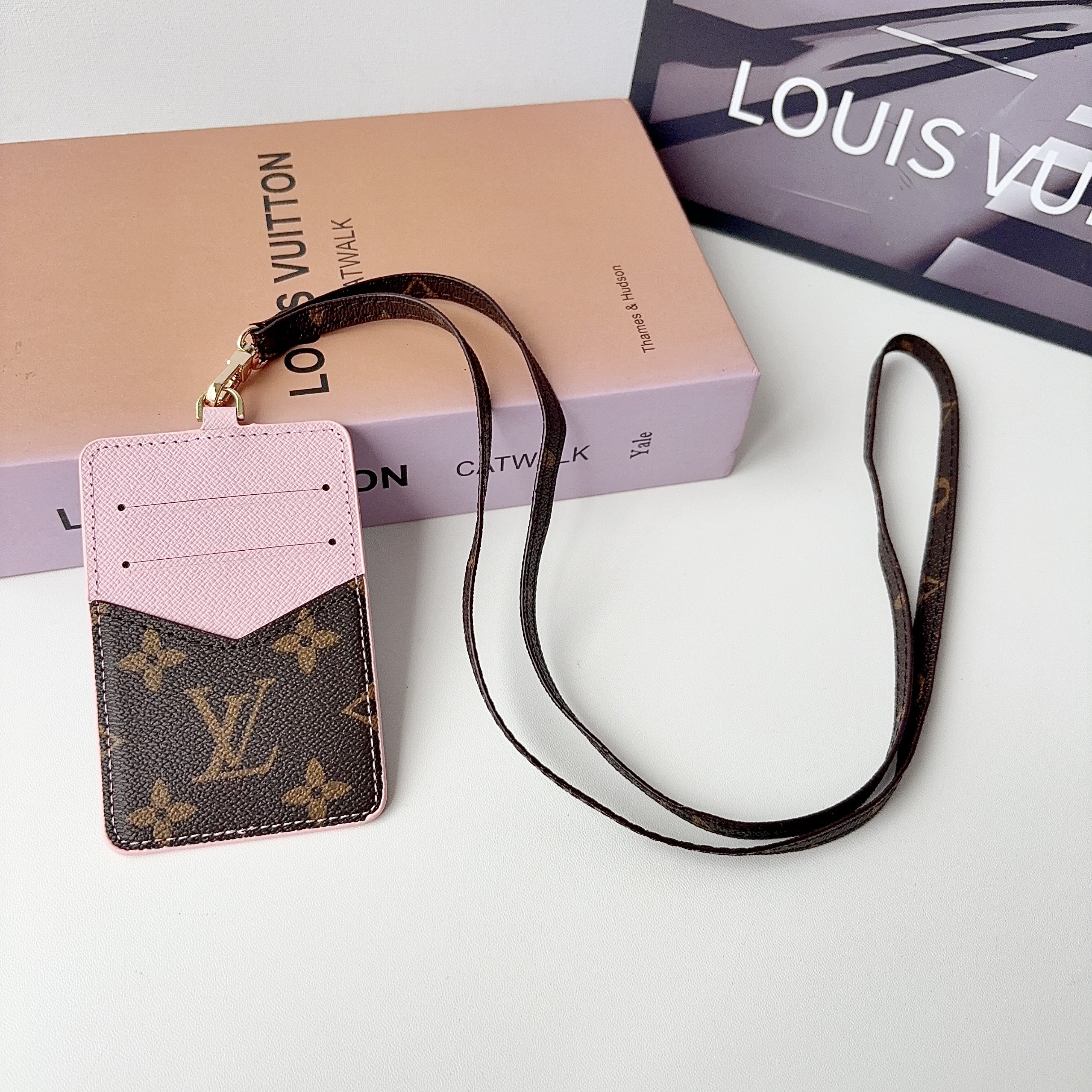 Corporate Chic LV Monogram Lanyard ID Badge Cardholder Wallet with Neck Strap