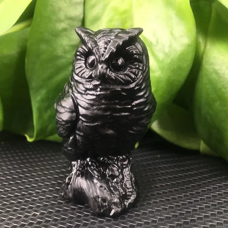 Olivenorma Obsidian Owl Gemstone Decoration