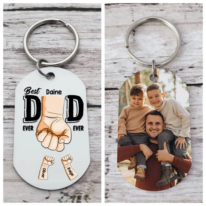 3 Names-Personalized Photo Keychain Gift Customized Name Special Keychain Gift for Dad