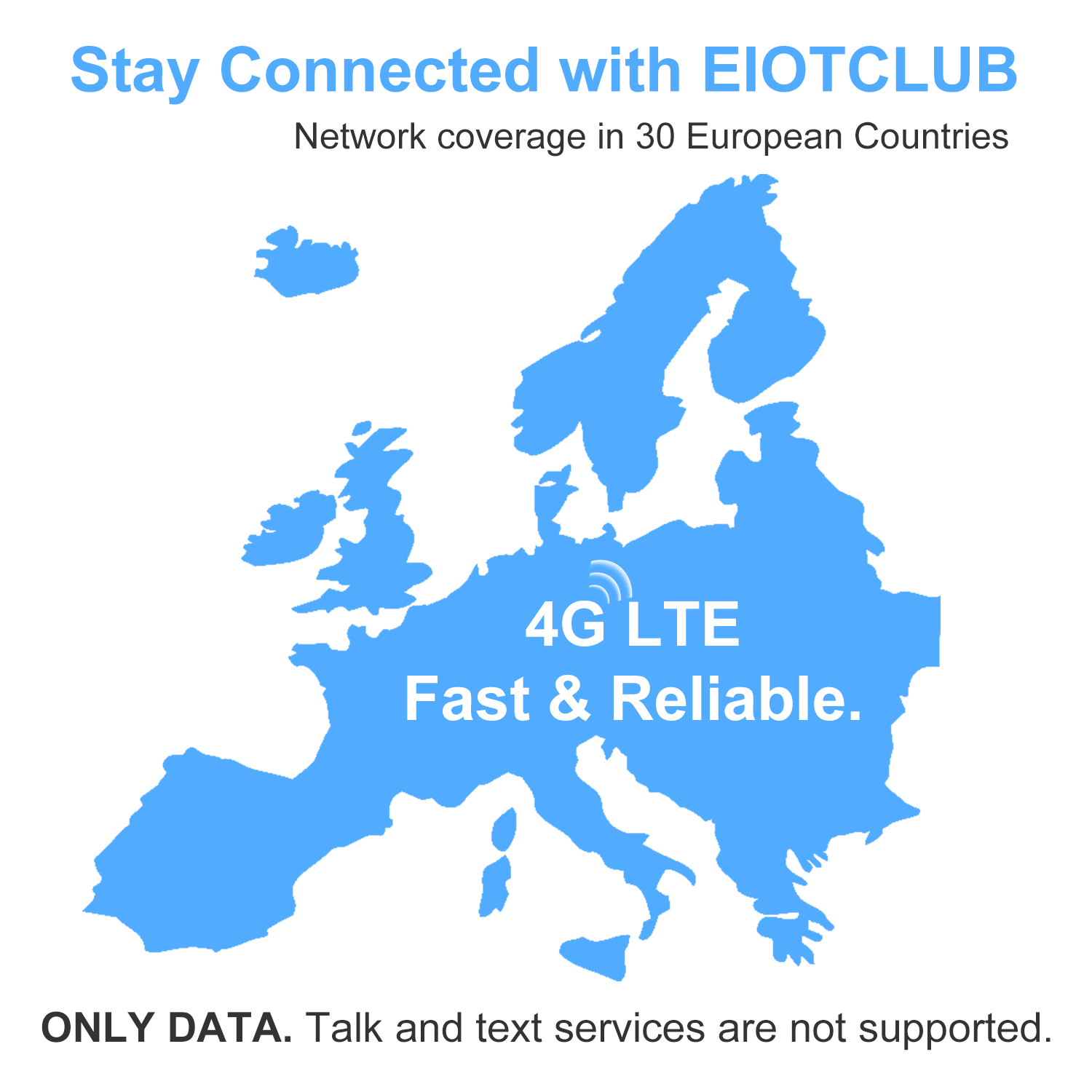 Prepaid Data SIM Card, No Voice & Text, For Use in European & UK Only