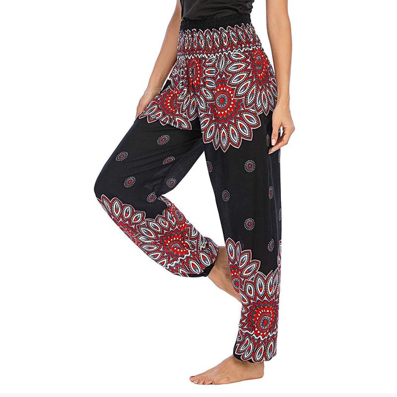 Unique Floral Pattern Printed Harem Casual Pants