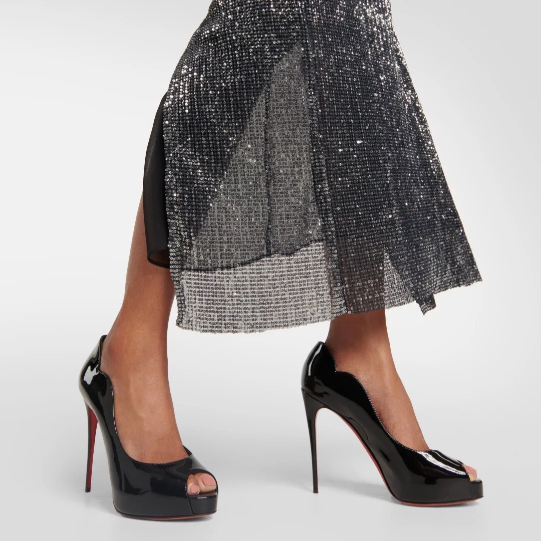 130mm Women's Stiletto Pointed Toe Water Platform Shoes Red Bottom High Heel-MERUMOTE