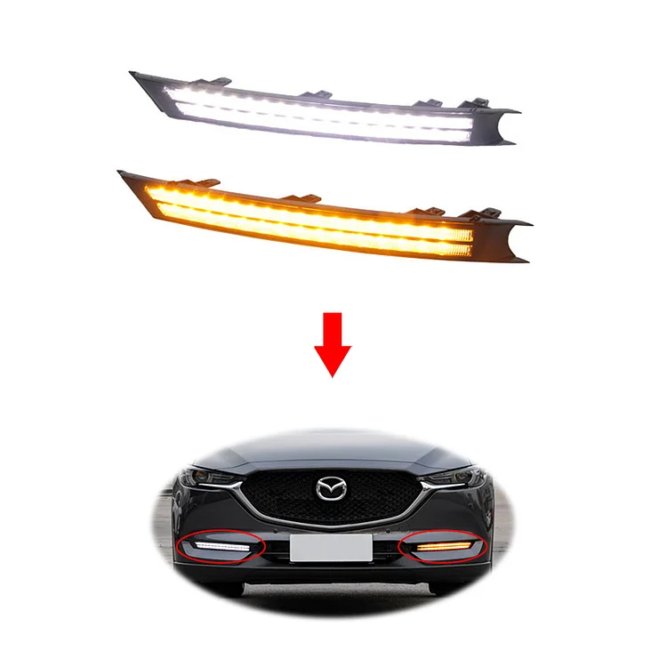 Car LED DRL Daytime Running Light Front Lamp Led Fog Light Bumper Lamp Fog Lamp DRL For Mazda CX-5 CX 5 2017-2020 ITN Auto