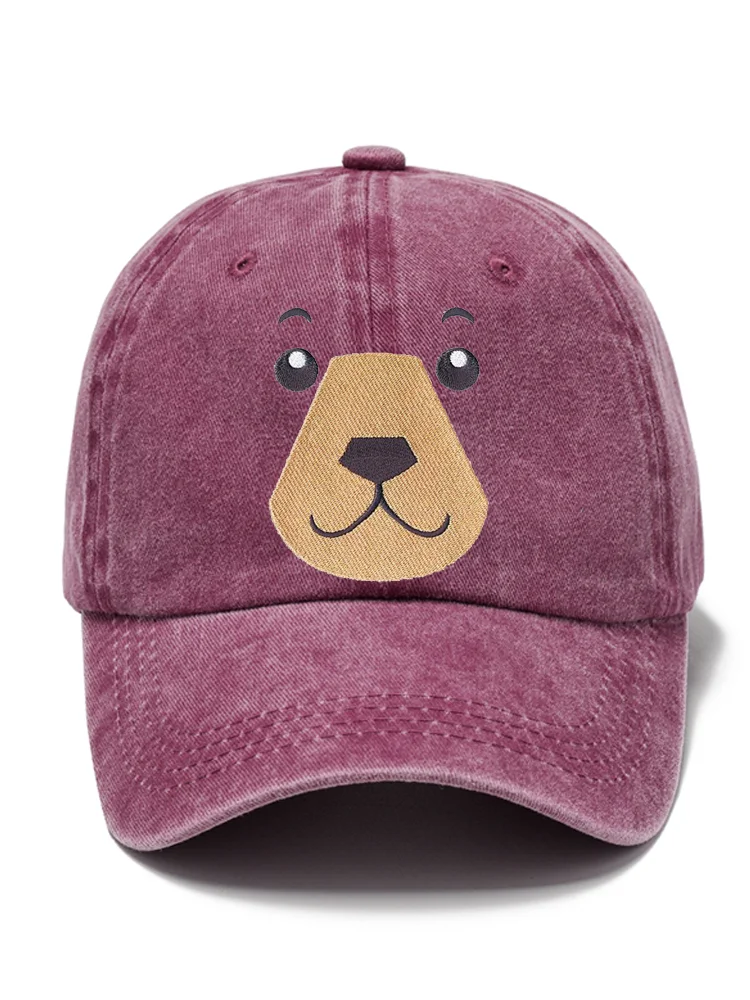 Cute Dog Embroidered Print Linen Blend Hat