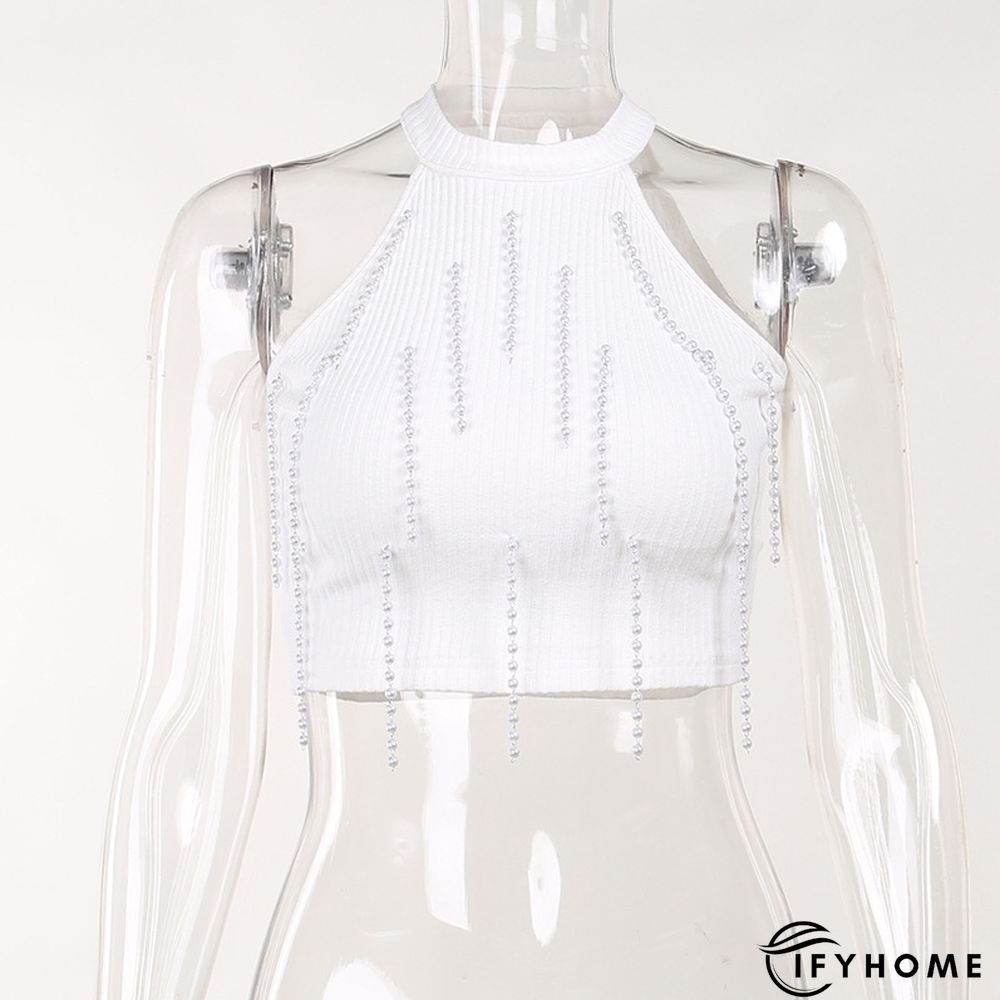 Trendy Casual All-match Slim Pearl Vest Top | IFYHOME
