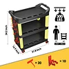 Auto Detailing Cart with Wheels, 300LBS Capacity Plastic Rolling Tool Cart with Handles & Grooves & Hooks, Ergonomic 3 Tier Utility Carts for Garage/Workshop/Repair Shop (Yellow)