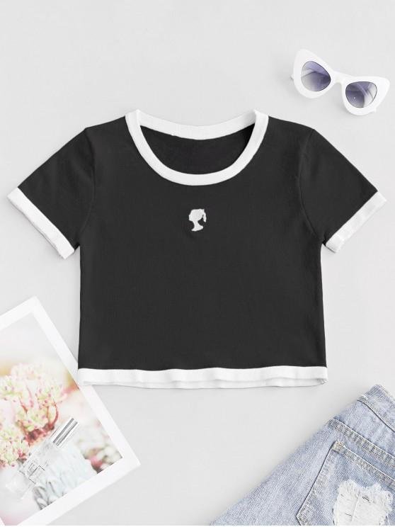 Girl Embroidered Cropped Ringer T-Shirt
