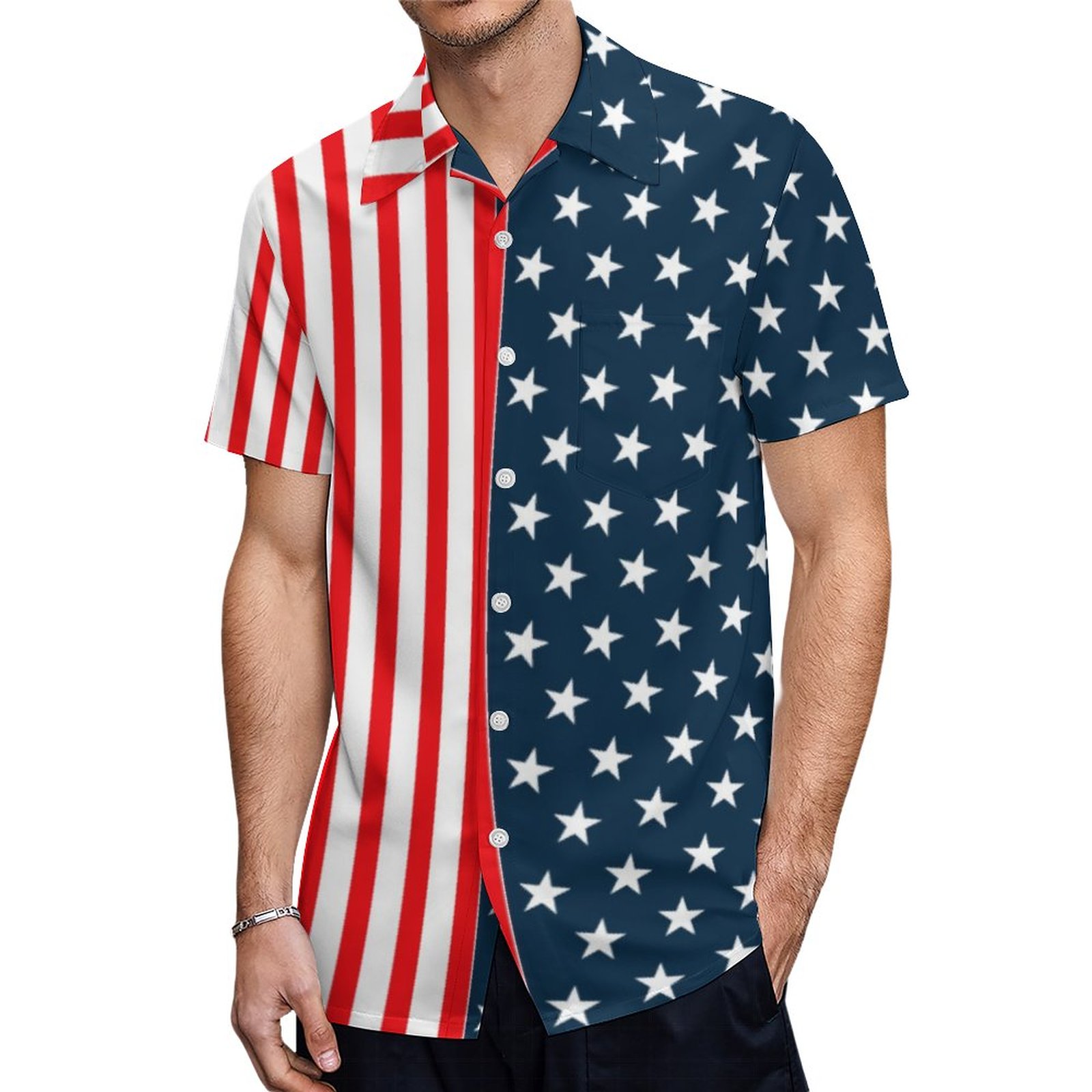 American Flag The Stars And Stripes Hawaiian Shirt Mens Button Down ...