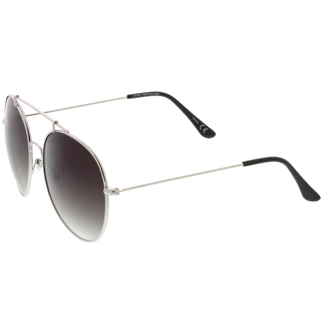 Classic Metal Aviator glasses Crossbar Slim Arms Round Lens 65mm