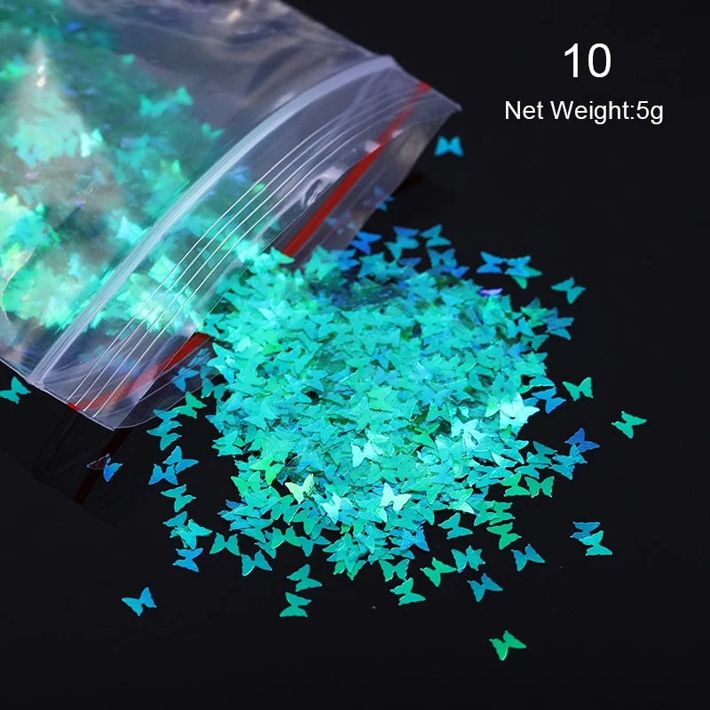 1 Bag Nail Sequins Butterfly Design 3D Glitter Colorful Nail Flakes iridescent Palliette Spangle Decoration Nail Art Sticker