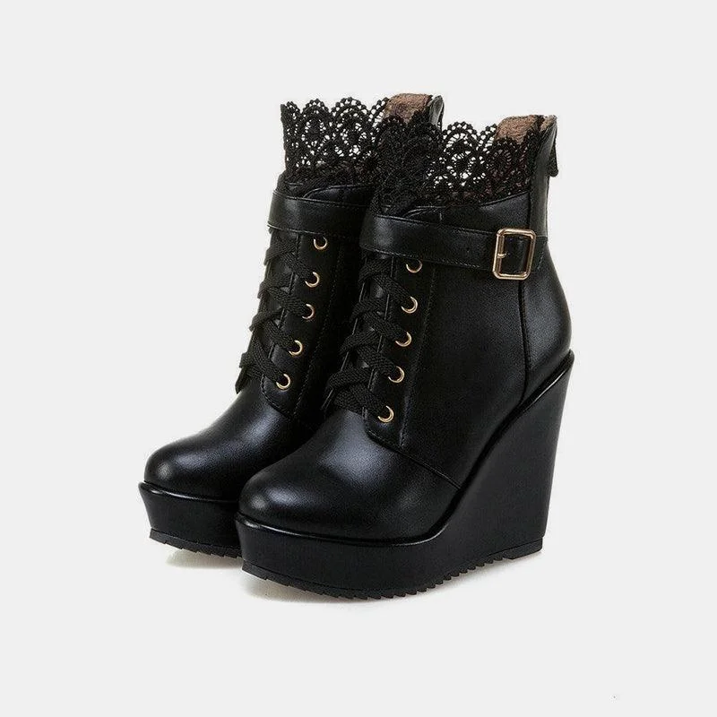 Lace Platform Boots