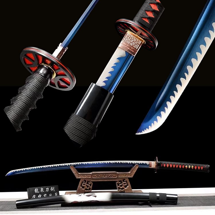 black Lacquer Sheath Samurai sword,black tsuba katana,Baked Blue Blade Japan handmade,katana swords,best katana,anime katana,cosplay sword
