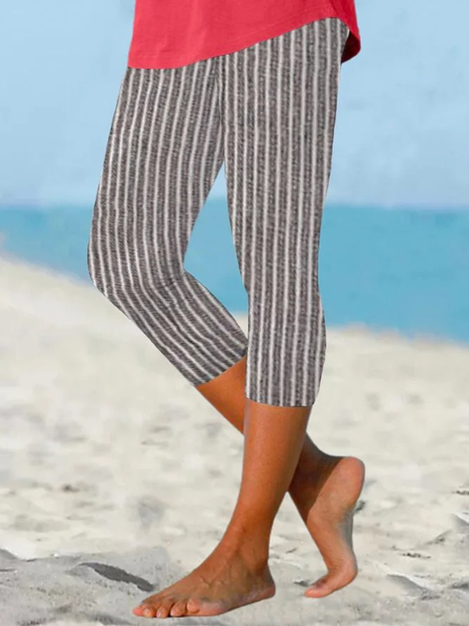 Women's Tight Striped Vacation Leggings