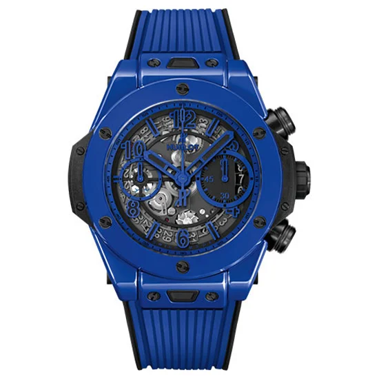 Hublot Big Bang Unico Blue Magic Watch - 42 mm - Blue And Black Skeleton Dial - Black and Blue Rubber Strap-441.ES.5119.RX