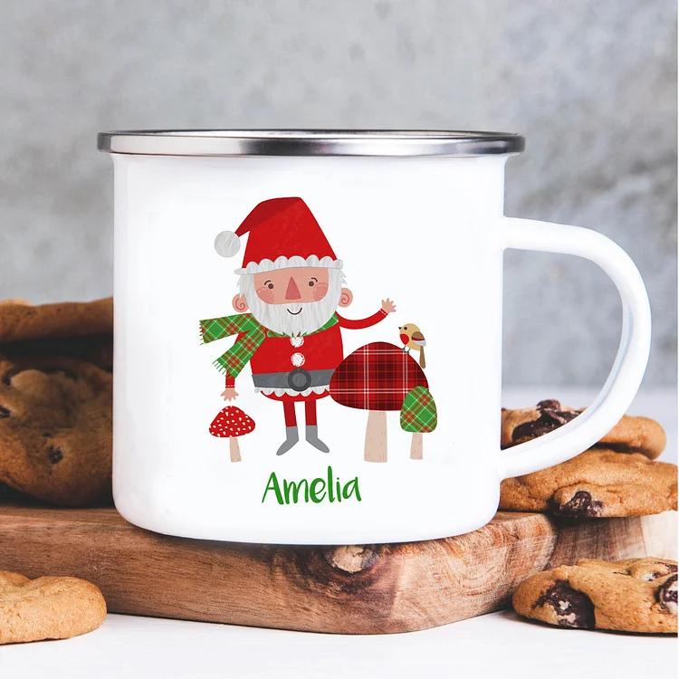 Navidad-Taza Papá Noel para niños con 1 nombre personalizado